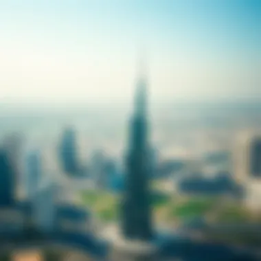 Aerial View of Al Fattan Park View Tower Aerial view of Al Fattan Park View Tower amidst Dubai's skyline, illustrating its prominent location