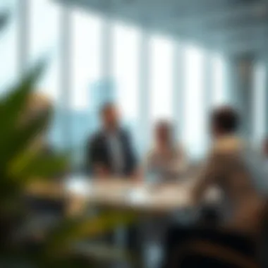 Business professionals engaging in a meeting within the center