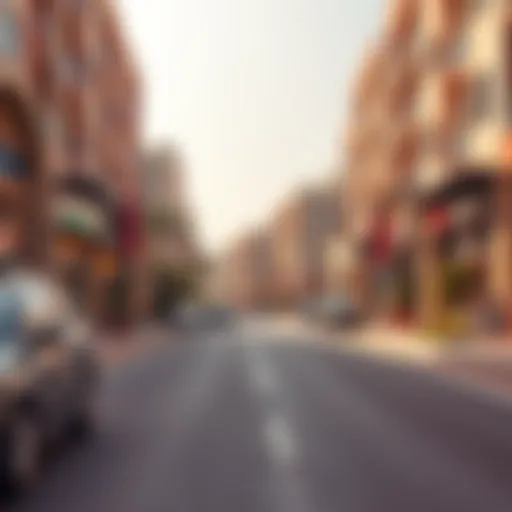 A vibrant street view of Al Nahda 2 showcasing residential buildings and local amenities
