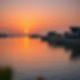 Serene view of Al Qudra Lake at sunset