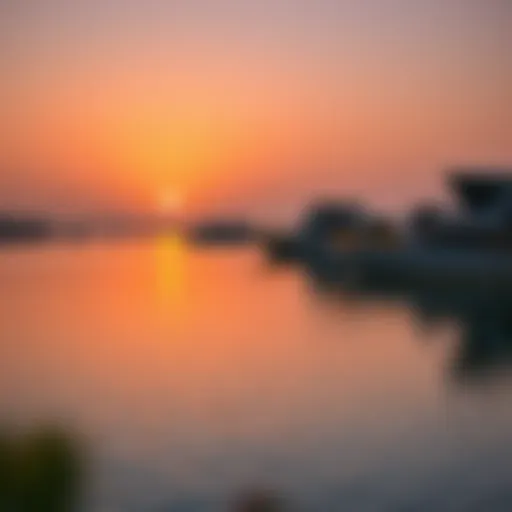 Serene view of Al Qudra Lake at sunset