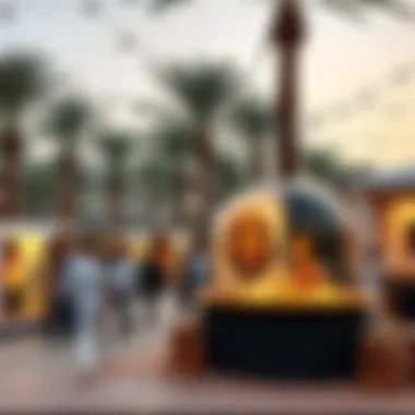 An outdoor event at Alserkal Avenue with creative displays