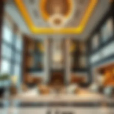 Luxurious Interior of Amna Tower Lobby Interior shot of a luxurious lobby in Amna Tower highlighting its elegant decor.