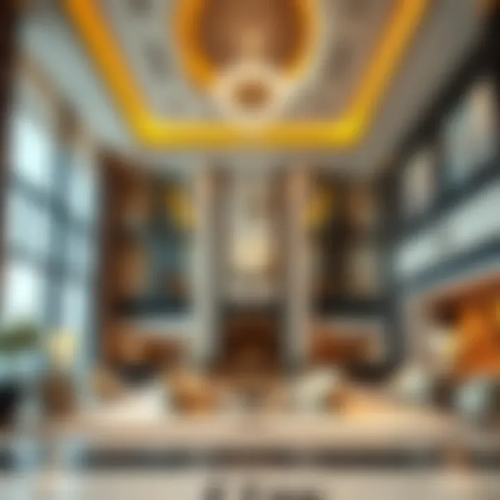 Luxurious Interior of Amna Tower Lobby Interior shot of a luxurious lobby in Amna Tower highlighting its elegant decor.