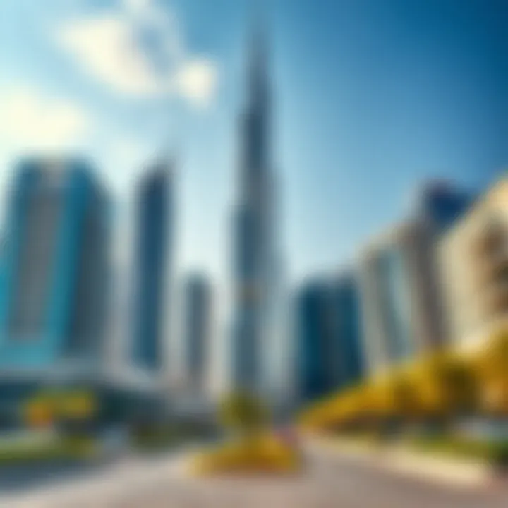Downtown Dubai: The Heart of Urban Living Modern architectural skyline of Downtown Dubai with Burj Khalifa in view