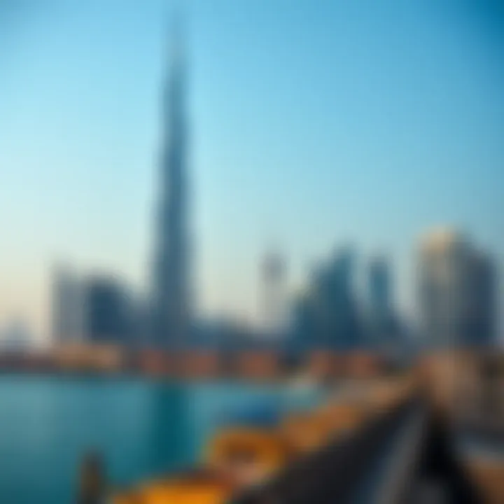 Binary Tower Against the Iconic Dubai Skyline View of Dubai skyline featuring the Binary Tower