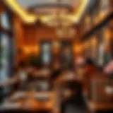 Cozy cafe interior showcasing artistic decor