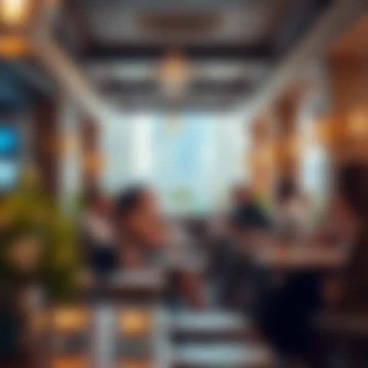 Group of friends enjoying a lively conversation in a cafe