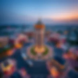 Aerial view of Clock Tower Roundabout showcasing its architectural beauty