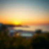 Panoramic view of Alzora Beach at sunset