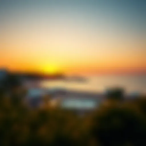Panoramic view of Alzora Beach at sunset