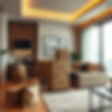 Organized Packing in Contemporary Home Moving boxes in a modern living space