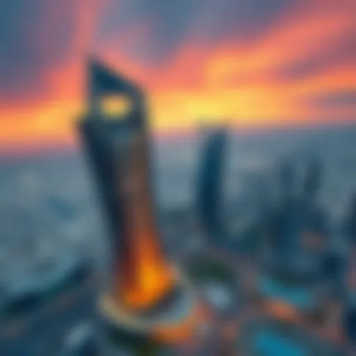 Aerial view of Damac Paramount Tower showcasing its striking architecture