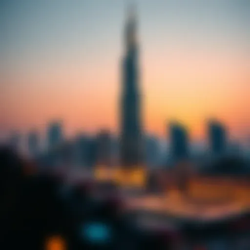 Stunning view of the Dubai Jewel Tower during sunset