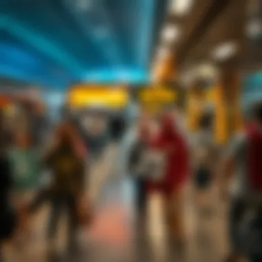 Vibrant Activity at a Dubai Metro Station A busy Dubai Metro station bustling with activity