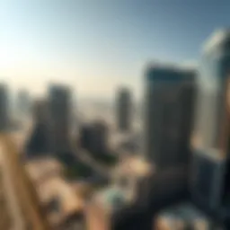 Aerial view of Emaar office buildings showcasing architectural design