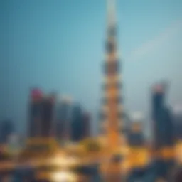 Stunning view of Capital Bay Tower against the Dubai skyline