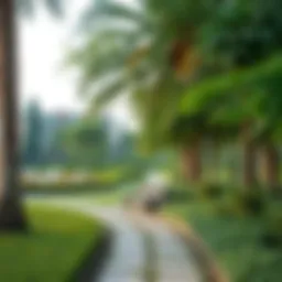 Serene landscape view of Al Mahatta Park showcasing lush greenery and pathways