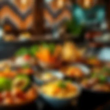 Diverse International Cuisine Offerings Vibrant assortment of international dishes