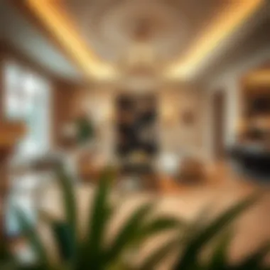 Luxurious living room interior of a Bulgari Villa with exquisite decor