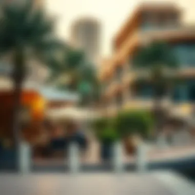 Lifestyle Scene in Business Bay Vibrant lifestyle scene in Business Bay with cafes and waterfront