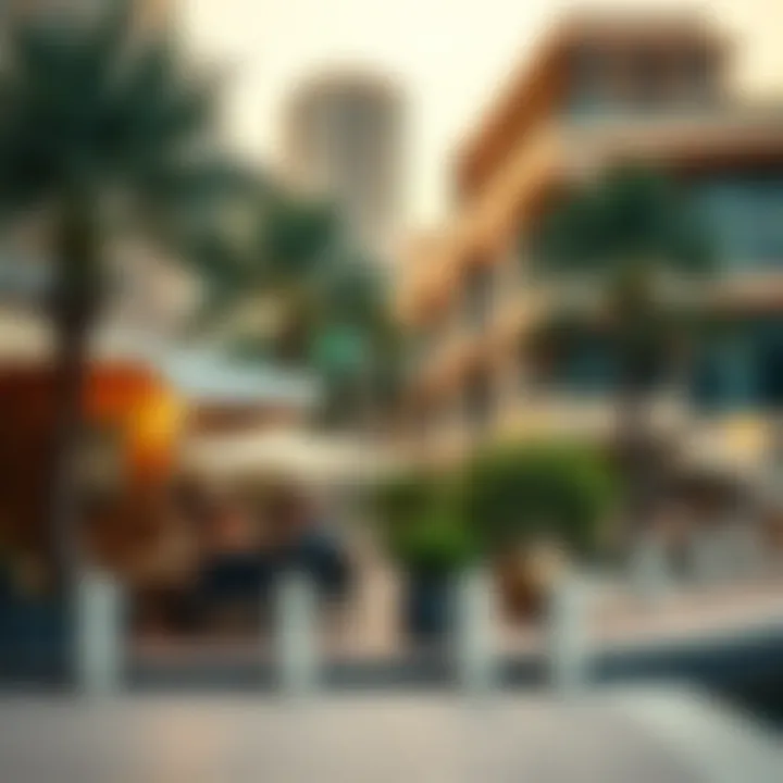 Lifestyle Scene in Business Bay Vibrant lifestyle scene in Business Bay with cafes and waterfront