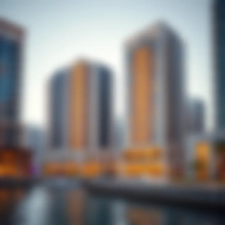 Architectural details of Creek Harbor's modern buildings