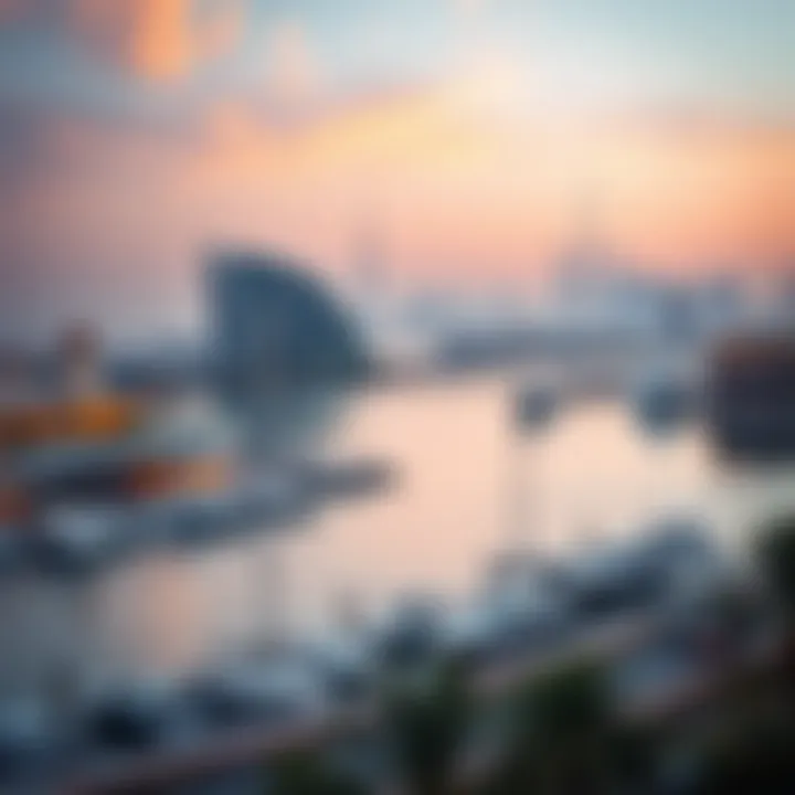 Panoramic view of Creek Harbor showcasing the skyline
