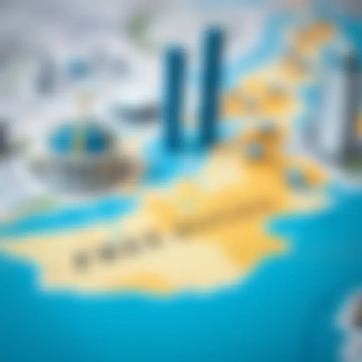 Map of Dubai highlighting different Free Zones
