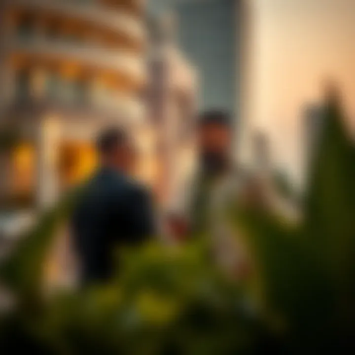Investing in Falcon Properties Investors examining Falcon properties in Dubai