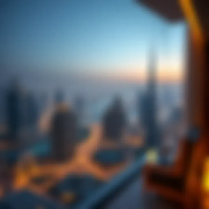 Breathtaking view from a balcony of a high-end apartment in Dubai