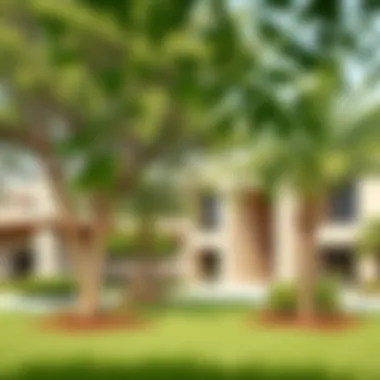 Lush green landscape showcasing eco-friendly architecture