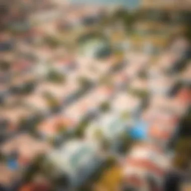 Aerial Perspective of Hampton Neighborhoods Aerial view of a vibrant neighborhood in Dubai's Hampton area.