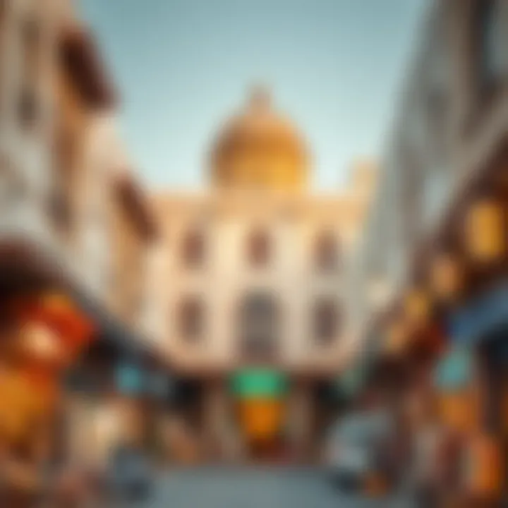 A blend of traditional and modern architecture in the market