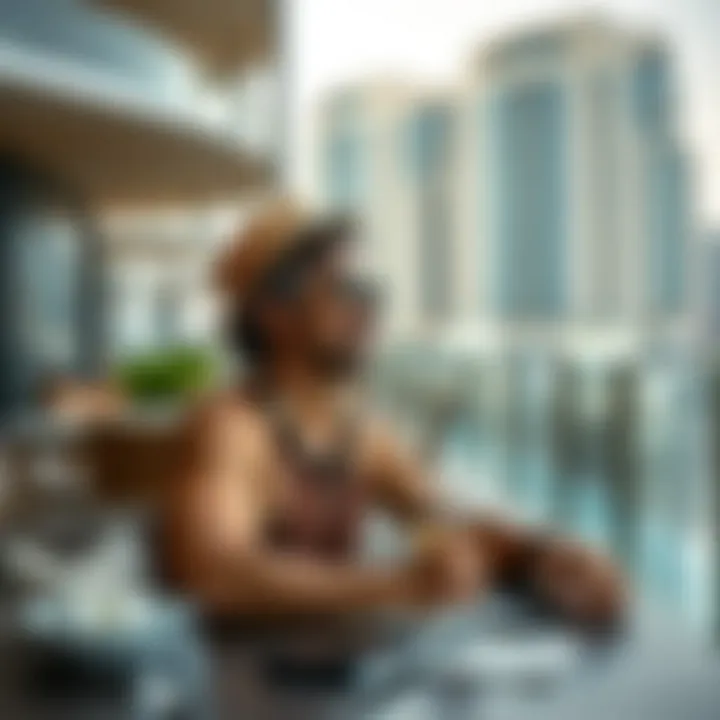Guest enjoying hotel amenities in Dubai Marina