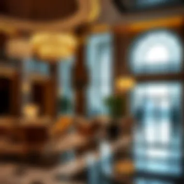 Luxurious hotel lobby in Dubai Marina