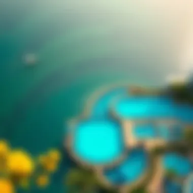 Aerial View of Infinity Pools Aerial shot of multiple infinity pools in a luxury complex