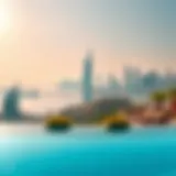 Stunning view of an infinity pool overlooking Dubai's skyline