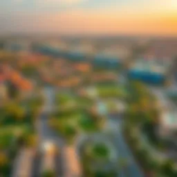 Aerial view of Jumeirah Garden City showcasing its lush greenery and urban layout