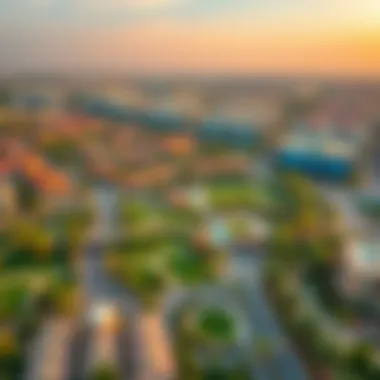 Aerial view of Jumeirah Garden City showcasing its lush greenery and urban layout
