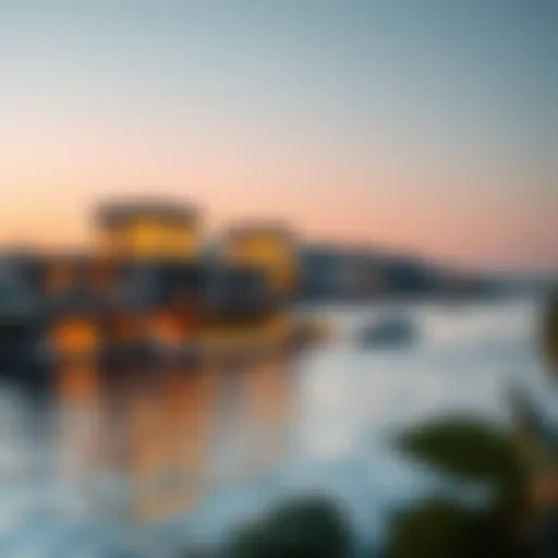 Stunning waterfront view showcasing luxury properties along the Danube