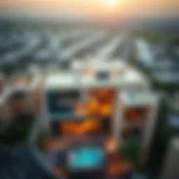 Aerial view of Rukan Lofts showcasing its modern architectural design.