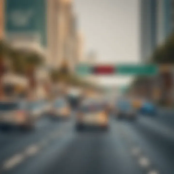 Busy Dubai road showcasing Salik system in action