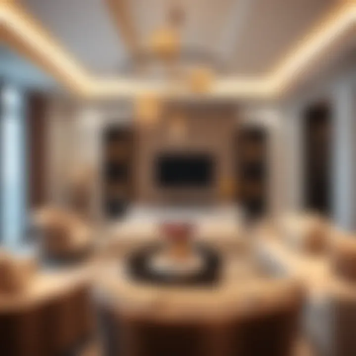 Sophisticated Interiors of Serenity Mansions Luxurious living room interiors with modern design elements