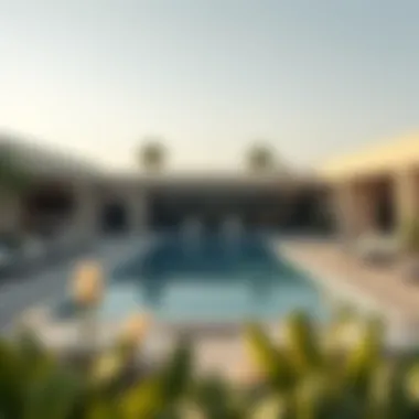Serenity Mansions Outdoor Oasis Expansive outdoor amenities featuring a tranquil pool and landscaped gardens