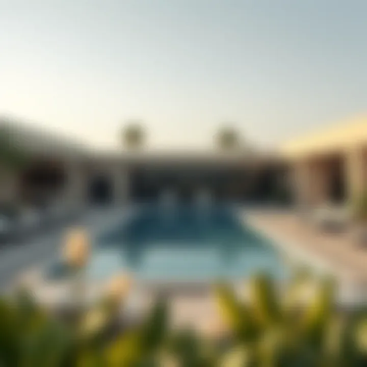 Serenity Mansions Outdoor Oasis Expansive outdoor amenities featuring a tranquil pool and landscaped gardens