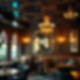 Intricate Decor in a Shisha Lounge A cozy shisha lounge with intricate decor