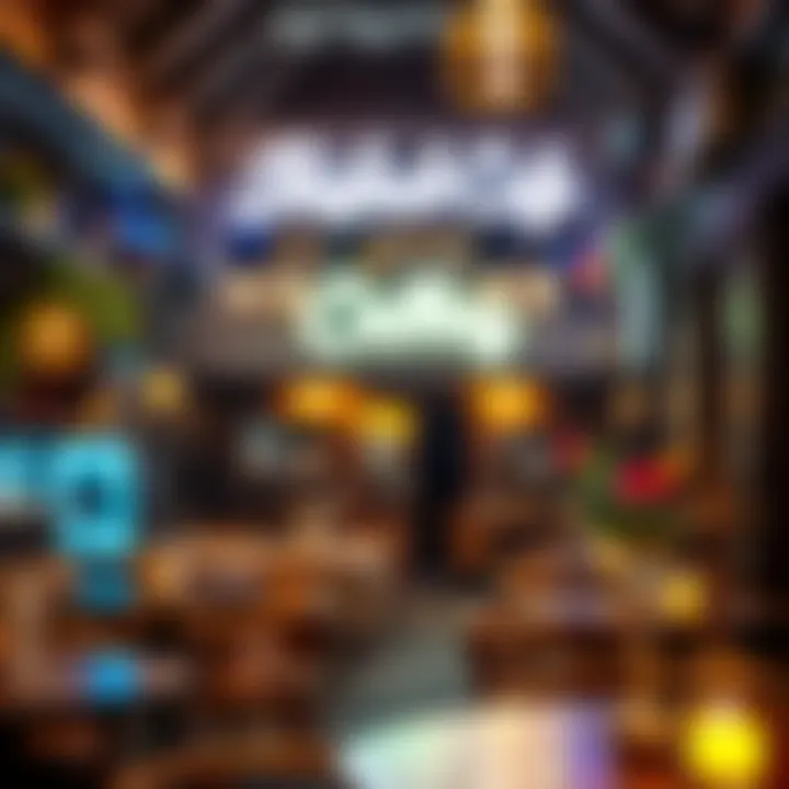 Evening ambiance of a bustling shisha cafe