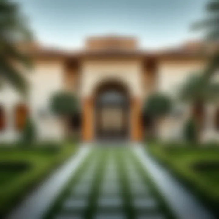 Grand Villa Entrance Grand villa entrance showcasing traditional architectural elements and inviting pathway