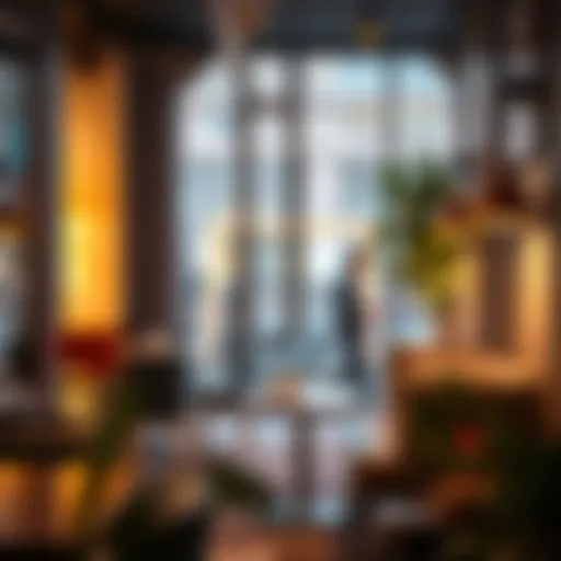 A cozy corner of a study cafe in Dubai, showcasing comfortable seating and ambient lighting